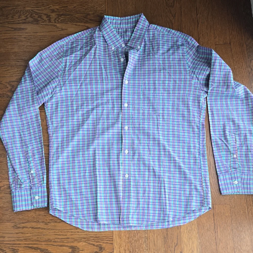 J. Crew Shirt Light Weight Plaid Long Sleeve L Slim Fit 36.5/37 100% Cotton